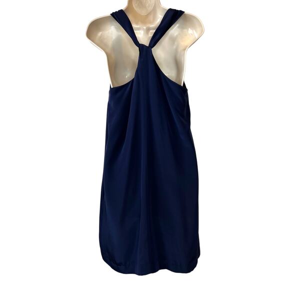 J.Crew Twist Back Criss Cross Silk Shift Dress in Night Shadow Blue Size Small - Picture 7 of 10